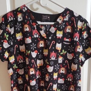 Animal Print Scrub Top